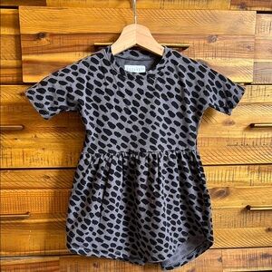 HUXBABY Animal Spot Swirl Gray and Black Print Dress